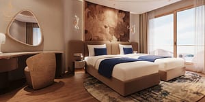 Flexible, refined balcony cabin designed for small families seeking calm comfort