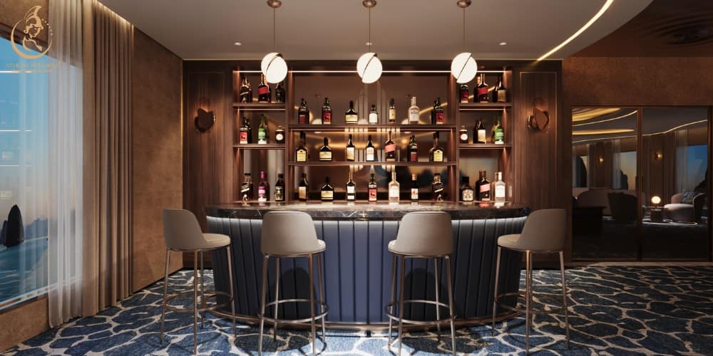 An elegant social hub for sunset cocktails conversations and relaxed evening moments