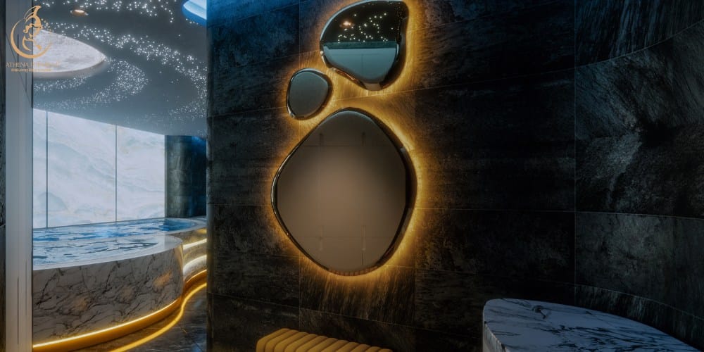 Multi function sauna sequence enhancing preparation immersion and recovery within the onsen journey