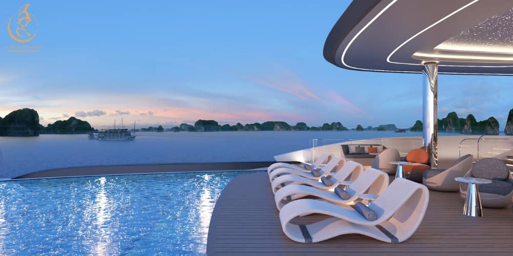 A year round infinity pool blending water leisure with uninterrupted bay panoramas