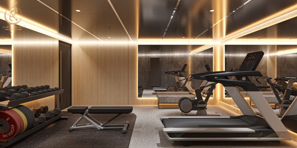 A modern onboard gym supporting daily workouts and balanced travel routines